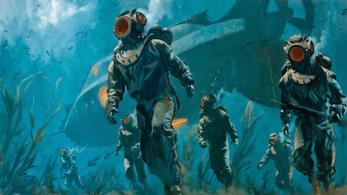 Divers and Submarine from 20,000 Leagues Under the Sea