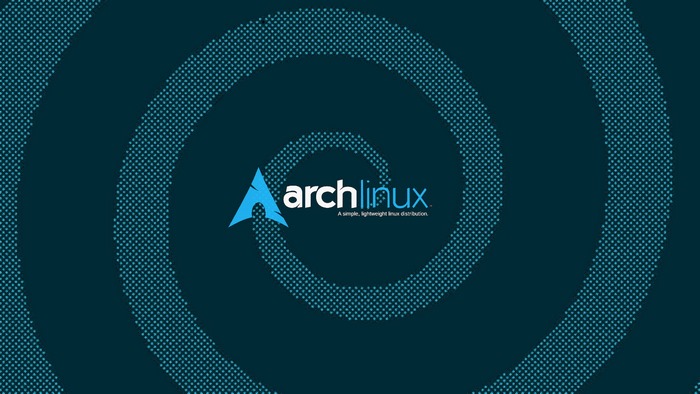 Arch Linux logo with a dotted spiral background