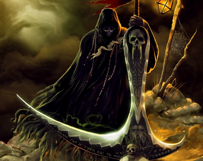 Grim Reaper with Scythe and Lantern