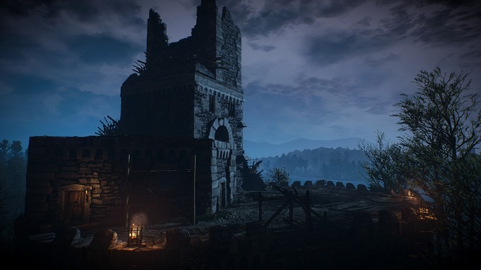 Ruined castle at night in The Witcher 3: Wild Hunt