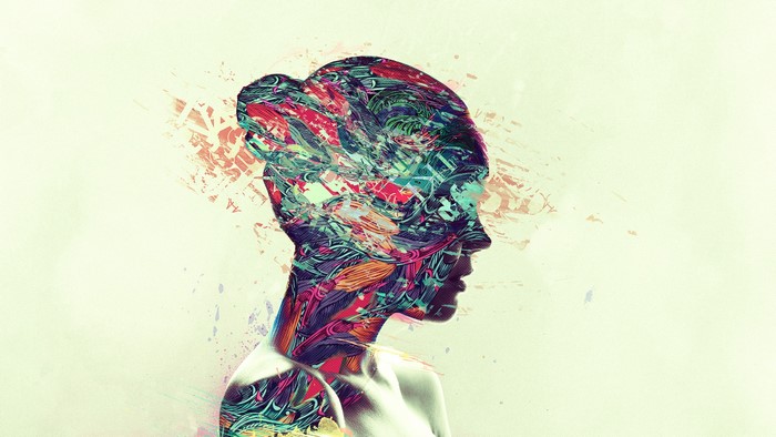 Abstract double exposure portrait of a woman