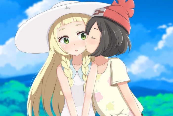 Lillie and Selene kissing from Pokemon Sun & Moon