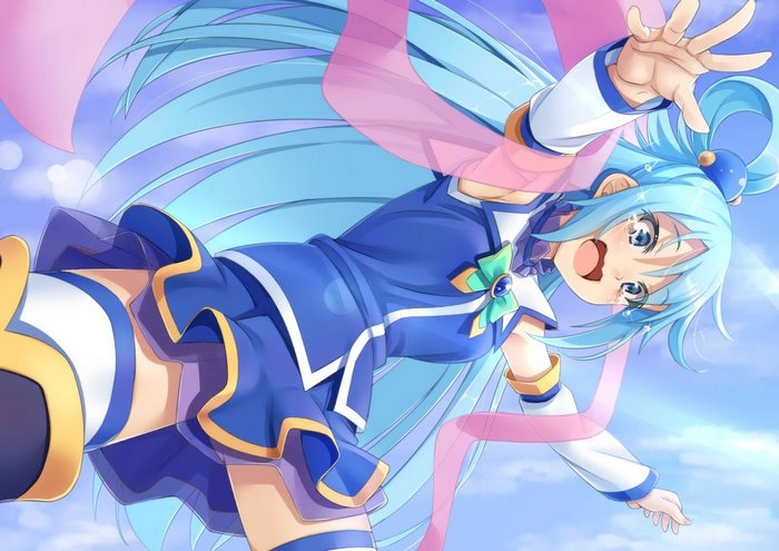 Aqua from KonoSuba reaching out