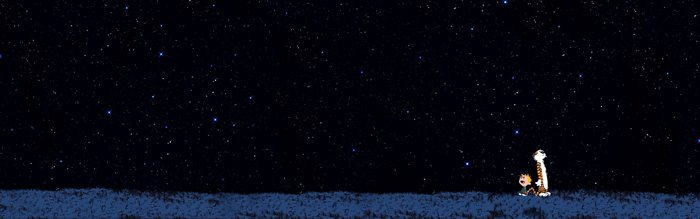 Calvin and Hobbes looking at stars