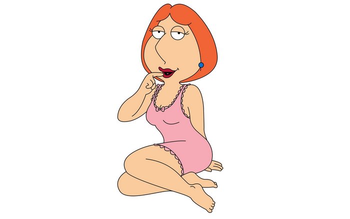 Lois Griffin Sitting Playfully in Pink Dress
