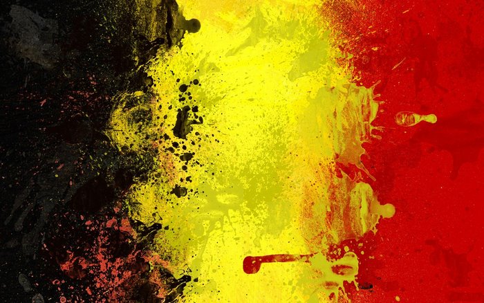 Belgium flag abstract painting black yellow red