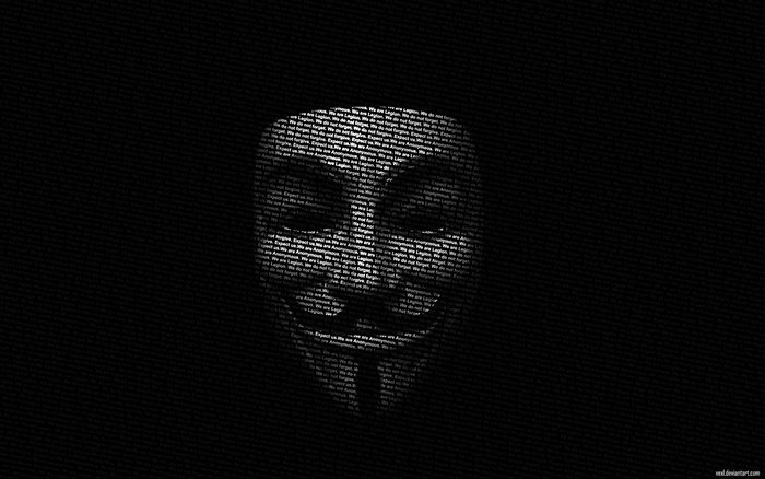 Guy Fawkes mask made of text