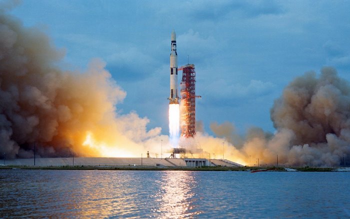 Saturn V rocket launch from Kennedy Space Center