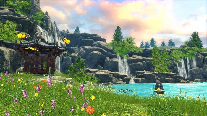 Blade & Soul online game pavilion with butterflies