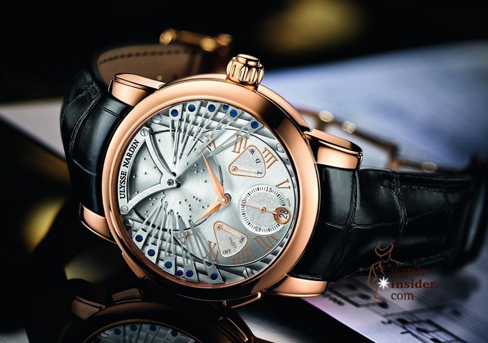 Ulysse Nardin rose gold watch with black leather strap