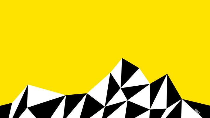 Abstract geometric mountains on yellow background