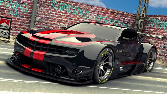 Black Chevrolet Camaro SS GT502 with Red Stripes