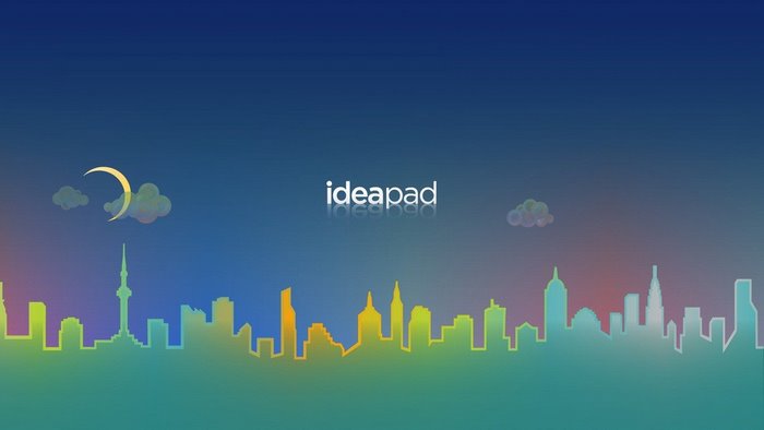 Lenovo Ideapad cityscape with moon and clouds