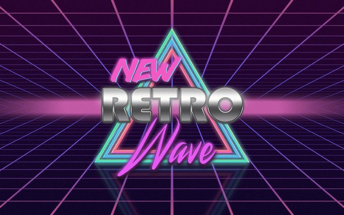 New Retro Wave Typography with Neon Triangle