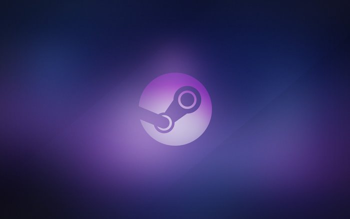 Steam logo on a purple and blue gradient background