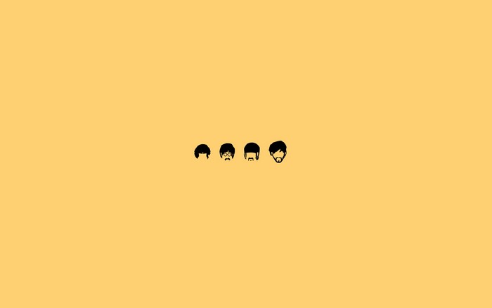 Minimalist Beatles heads on yellow background