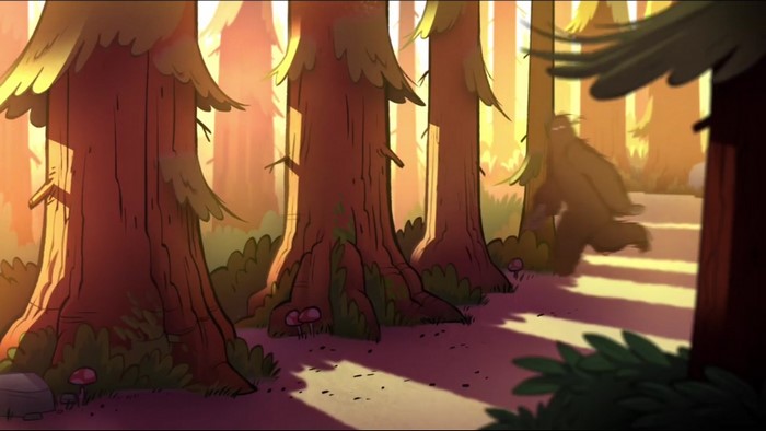 Bigfoot in a forest from Gravity Falls