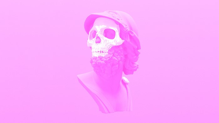 Pink Skeleton Bust with Hat