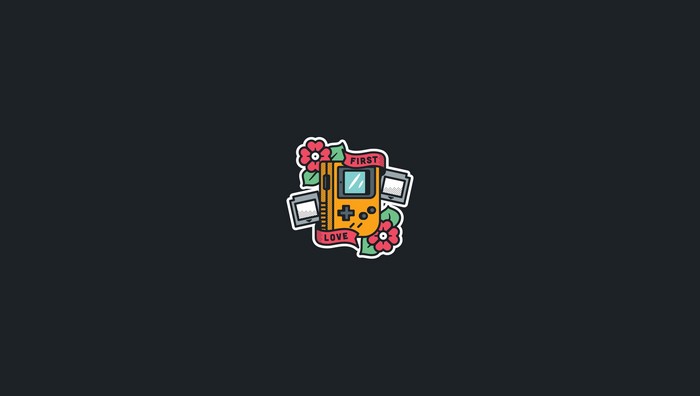 Nintendo Game Boy with flowers and game cartridges