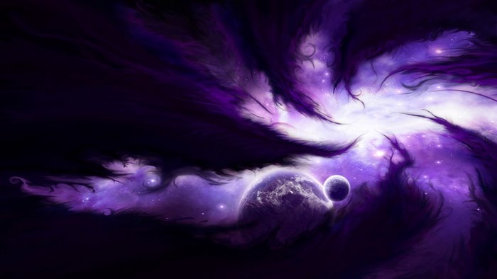 Purple Nebula with Planets and Stars