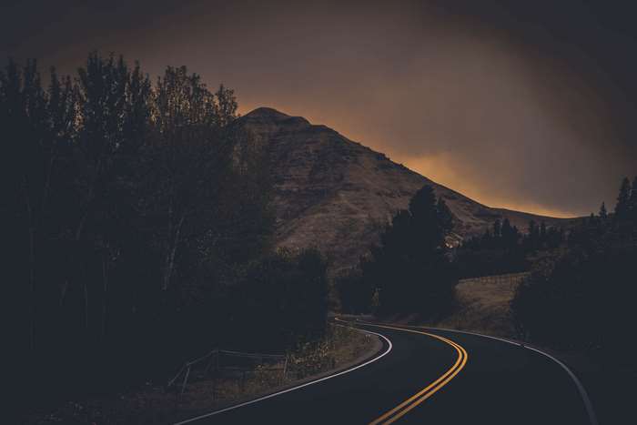 Winding Mountain Road at Dusk