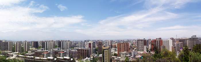 City panorama with mountains in the background
