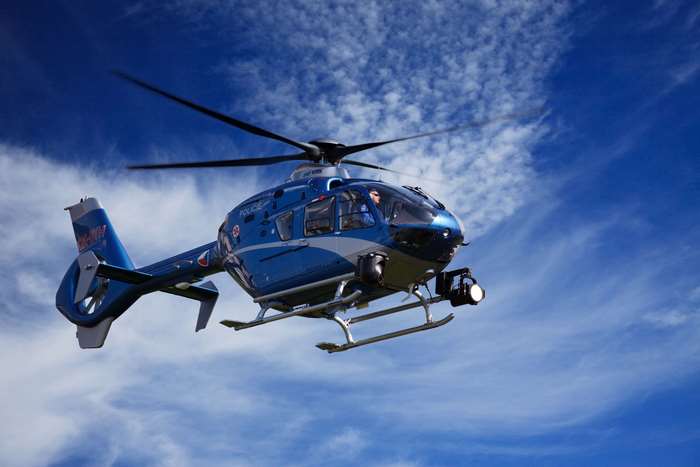 Police helicopter flying in the sky