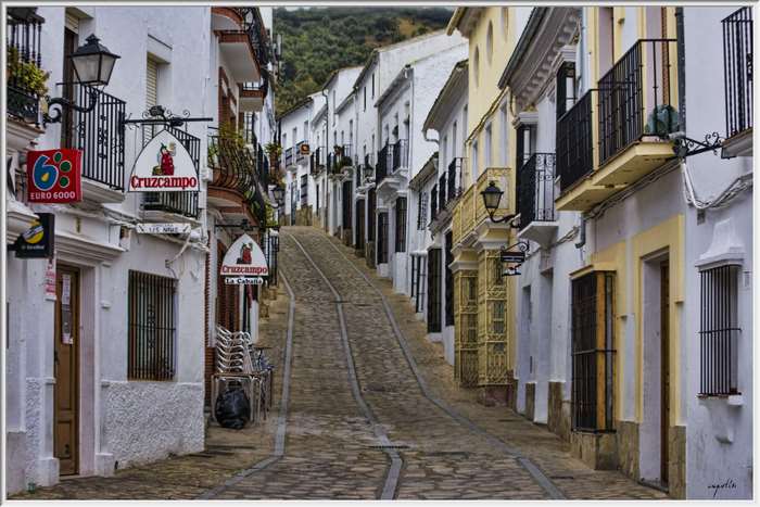 Cobblestone alley in Zahara de la Sierra, Spain
