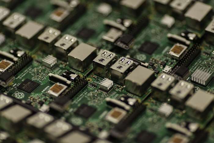Raspberry Pi circuit board with USB and HDMI ports