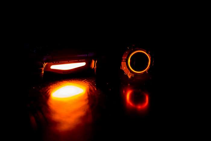 Playstation 4 controller with orange lights