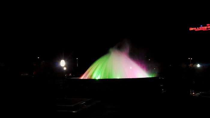Multicolor fountain at night