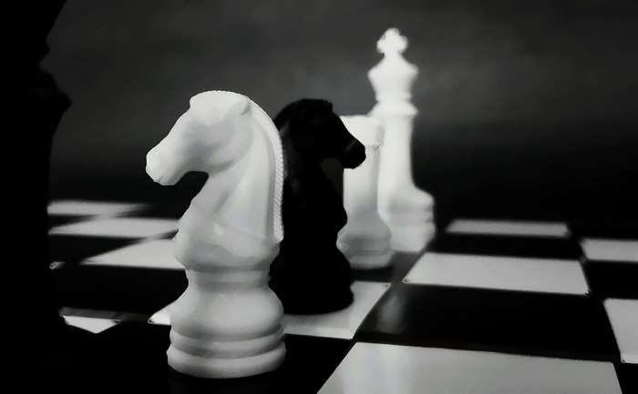 Chess pieces on a chessboard