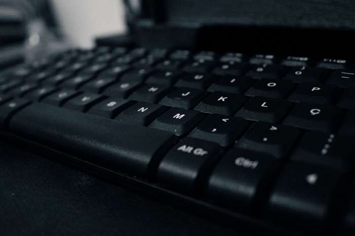 Close-up of a black computer keyboard