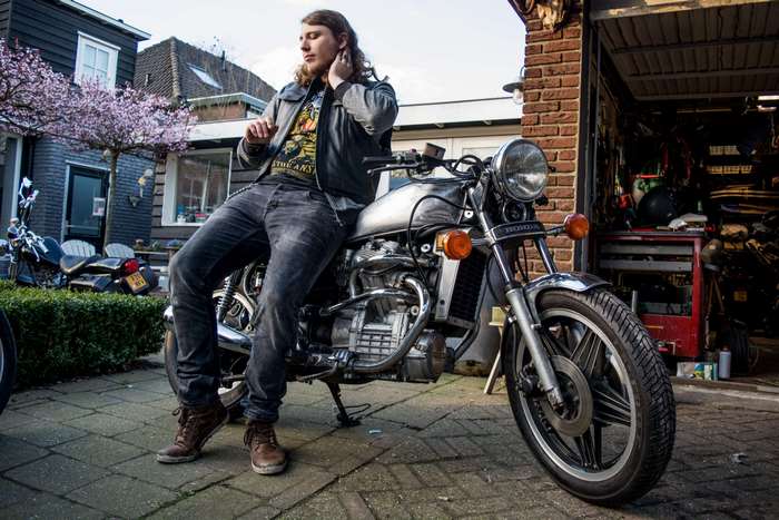 Man on a Honda CX500 Motorcycle
