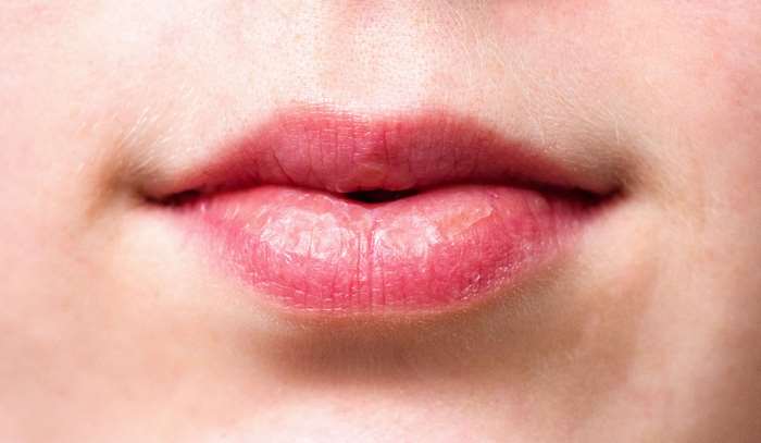 Close-up of a young woman's lips