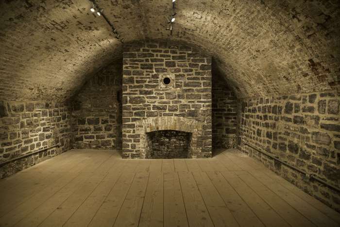 Empty Stone Fireplace Room Interior