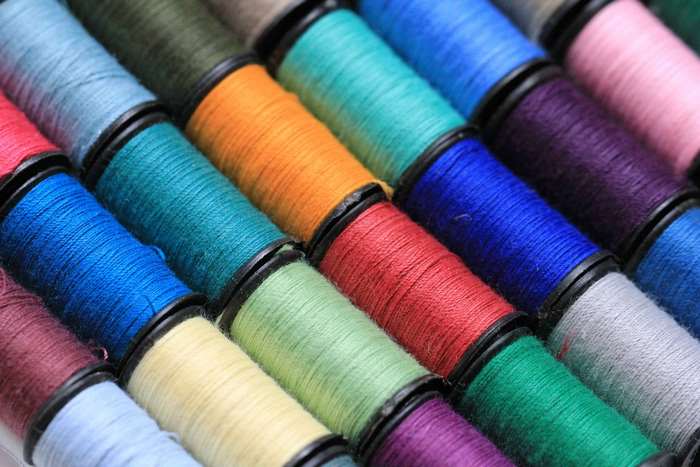 Colorful spools of thread for sewing and crafts