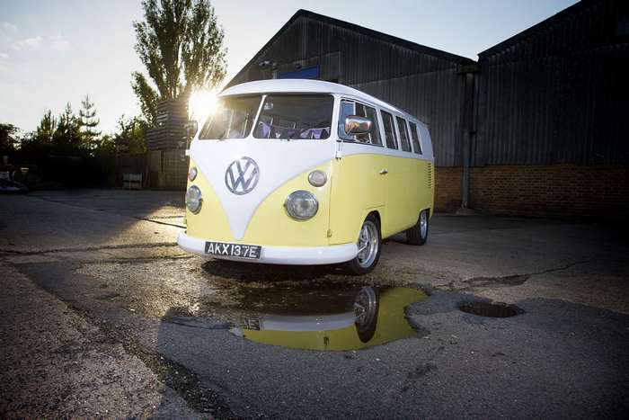 1967 Volkswagen Split-Screen Camper Van with Reflection