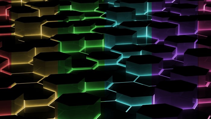 Hexagons with rainbow light effect