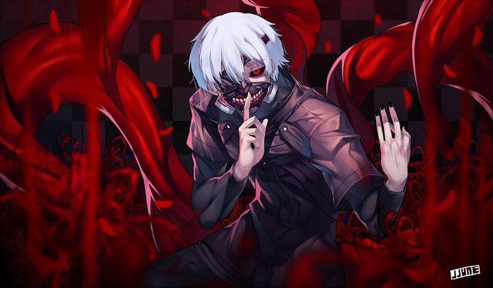 Ken Kaneki from Tokyo Ghoul with red kagune