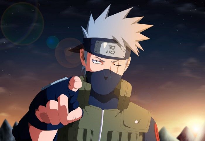 Kakashi Hatake from Naruto Shippuden pointing forward