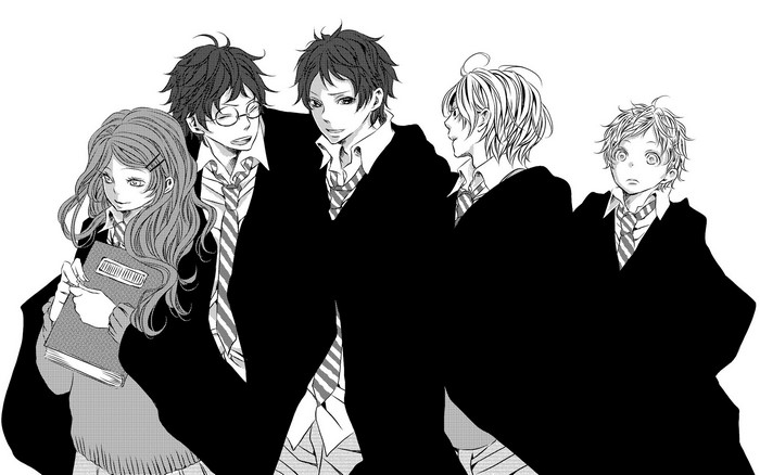 Manga characters in school uniforms