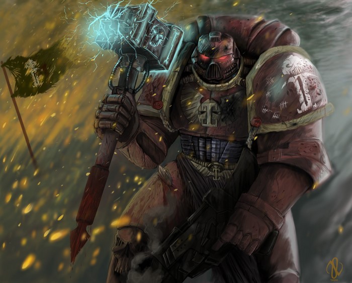 Space Marine with Hammer and Flag