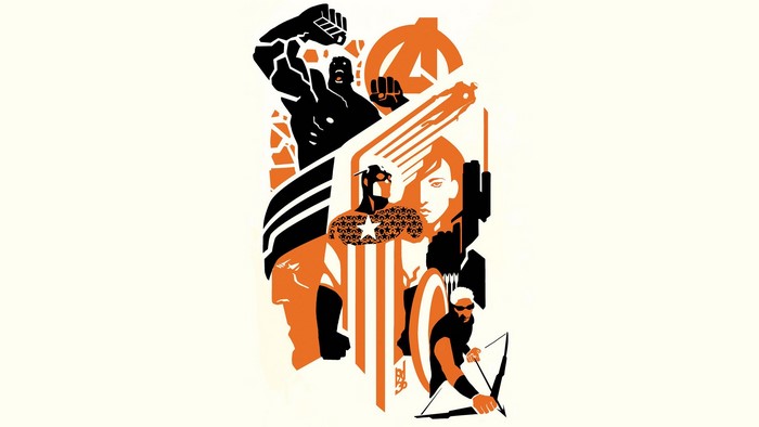 Avengers characters in a stylized illustration
