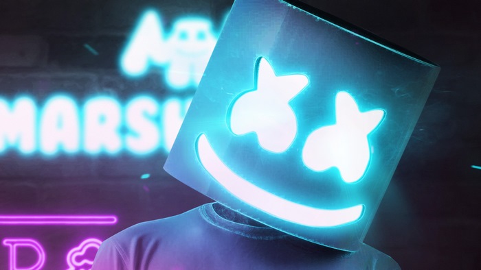 Marshmello Neon Glow Digital Art 4K