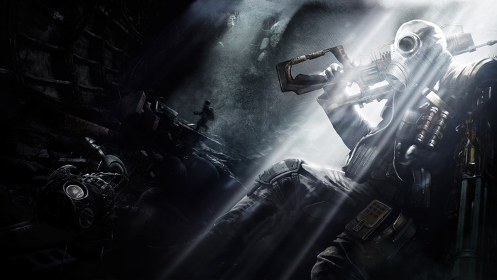 Soldier with gas mask and rifle in Metro 2033 Redux