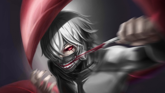 Ken Kaneki from Tokyo Ghoul with red scarf
