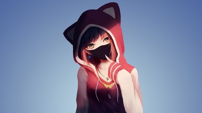 Anime girl with cat ears and mask