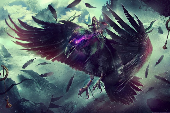 Raven rider from World of Warcraft