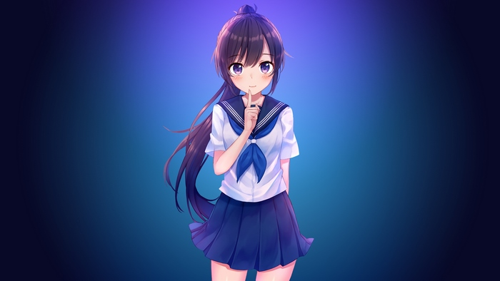 Anime Girl in Sailor School Uniform 4K